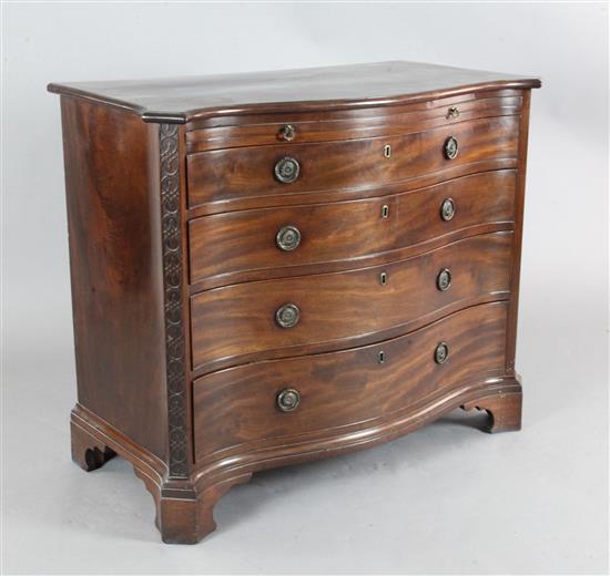 A George III mahogany serpentine fronted chest, W.3ft 5in. H.2ft 10in. D.1ft 9in.
